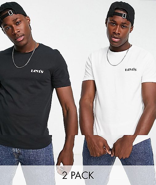 Levi's – 2er-Pack T-Shirts in Schwarz/Weiß mit modernem Vintage-Logo, exklu günstig online kaufen