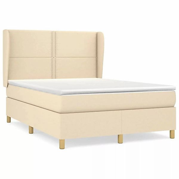 Vidaxl Boxspringbett Mit Matratze Creme 140x200 Cm Stoff günstig online kaufen