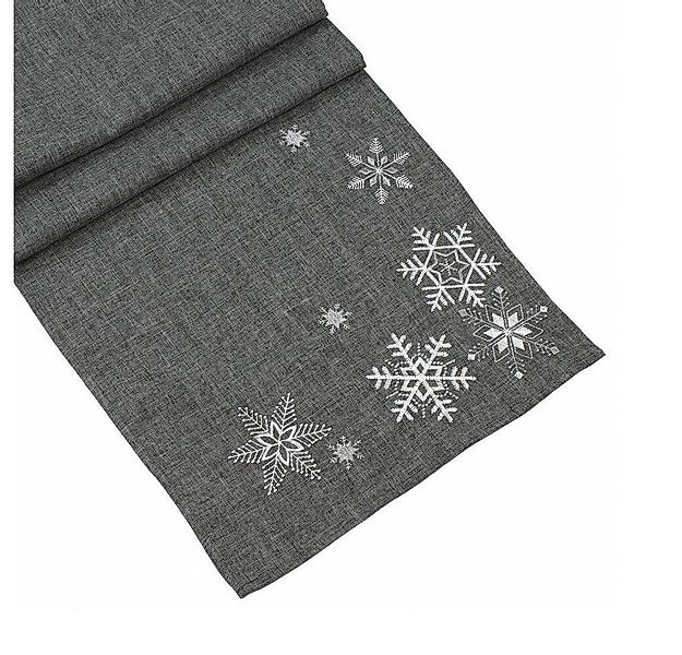 Home-trends24.de Tischläufer Tischläufer Weihnachtsdeko Grau Eiskristalle 4 günstig online kaufen
