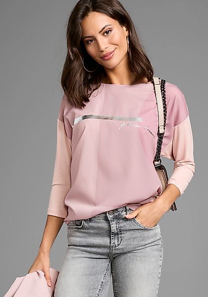 Laura Scott Hemdbluse, im Materialmix mit Folienprint günstig online kaufen