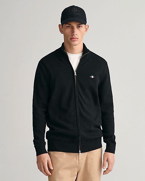 Gant Cardigan "CASUAL COTTON ZIP CARDIGAN", Mit Rippbündchen an Stehkragen, günstig online kaufen