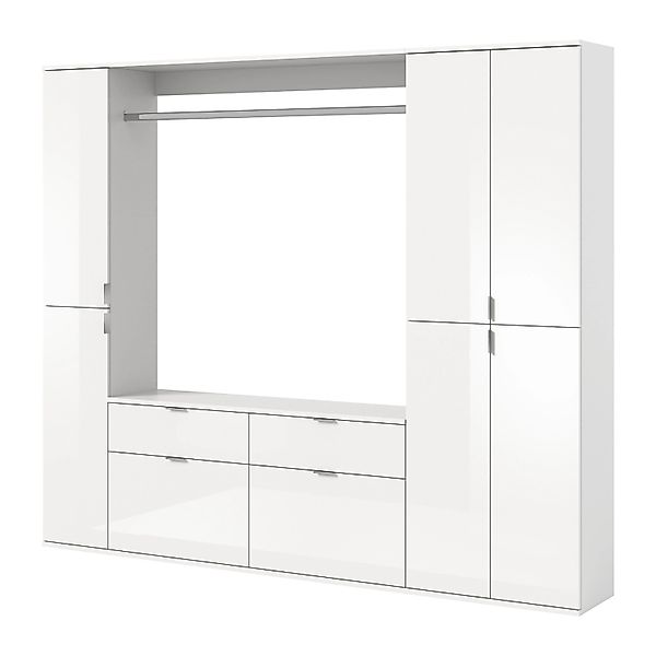 Inn.Furn Garderobenschrank Weiß Hochglanz 212 cm 21 Fächer SystemX günstig online kaufen