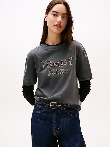 Tommy Jeans Kurzarmshirt TJW BXY LEOPARD VARSITY TEE günstig online kaufen