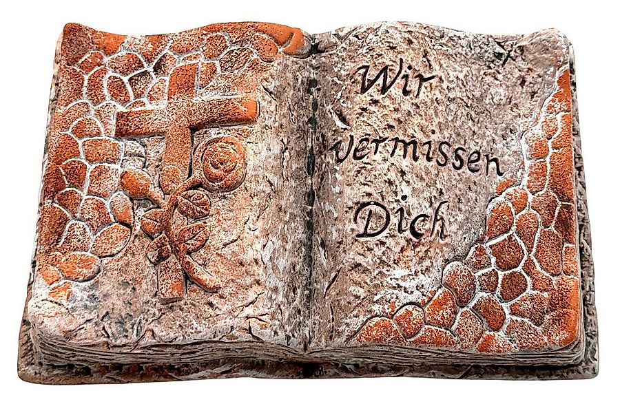 Bambelaa! Dekofigur Grabschmuck Deko Trauerartikel Kreuz auf Buch Keramik C günstig online kaufen