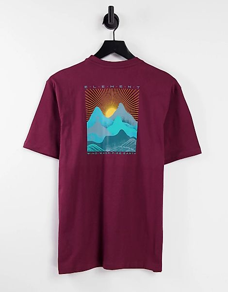 Element – Lahotan – T-Shirt in Burgunderrot mit Rückenprint günstig online kaufen