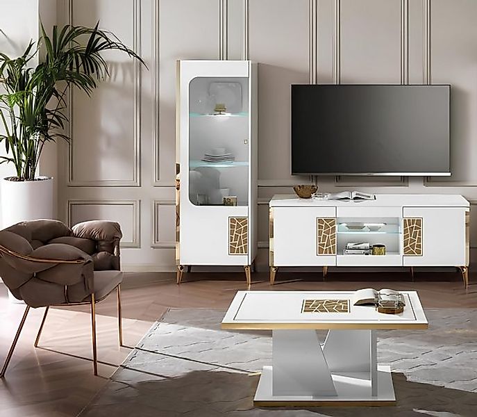 JVmoebel Sofa Wohnwand Moderne Wohnzimmer Wand Schrank Vitrine tv Fernseher günstig online kaufen