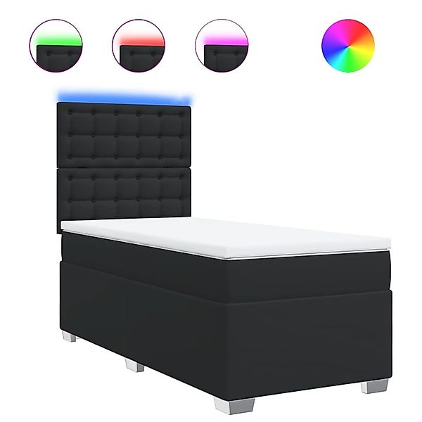 vidaXL Boxspringbett mit Matratze Schwarz Kunstleder 3293052 günstig online kaufen