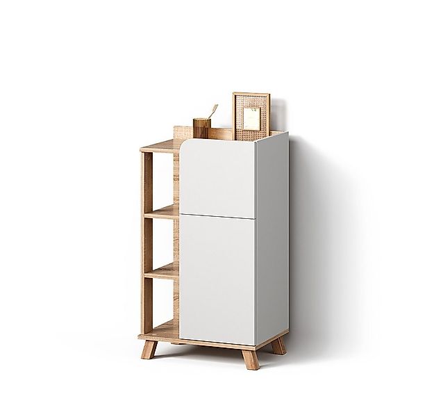 Livinity® Midischrank Marano, Sonoma/Weiß/Weiß, 50 x 90 cm mit Tür und Schu günstig online kaufen