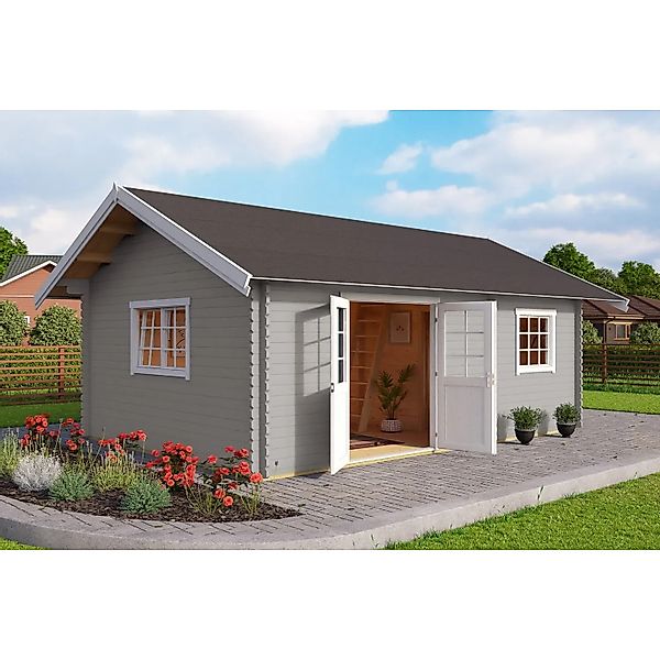 Lasita Maja Gartenhaus Caroline Set  Silber Carbongrau 575 cm x 390 cm günstig online kaufen