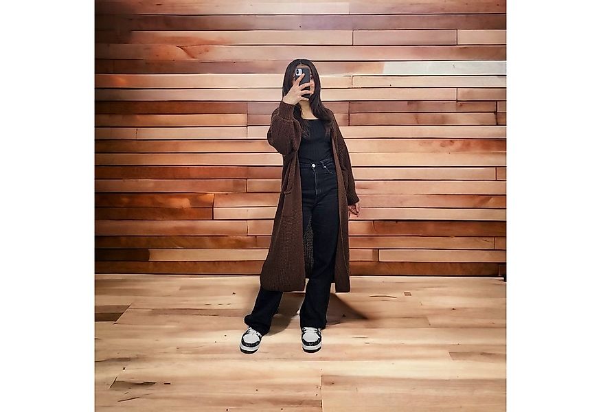 HELLO MISS Longstrickjacke Modisch Maxi Strickjacke mit aufgesetzten Tasche günstig online kaufen