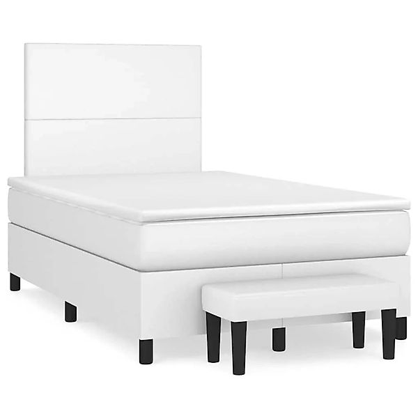 vidaXL Boxspringbett mit Matratze Weiß 120x190 cm Kunstleder 3270440 günstig online kaufen