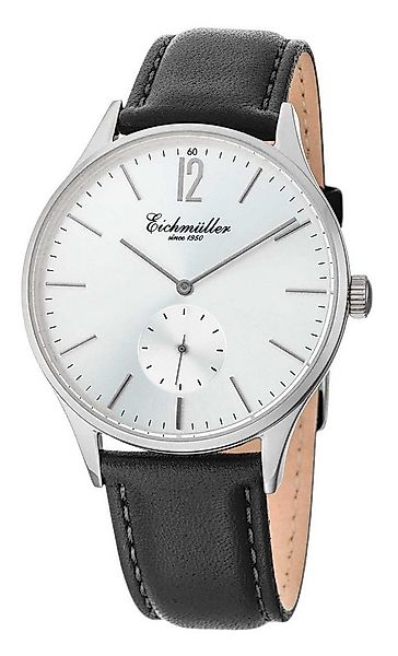 Eichmüller Quarzuhr Herrenuhr Sonnenschliff Silbern Lederband Schwarz 41 mm günstig online kaufen