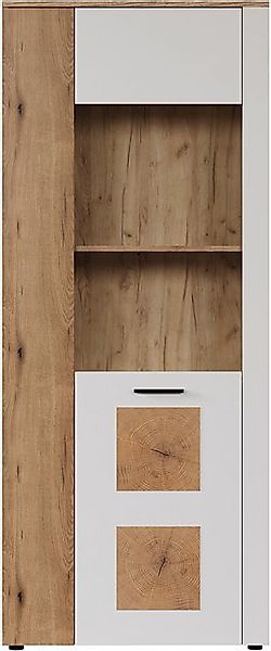 INOSIGN Standvitrine Linz (1-St) Wohnzimmervitrine in Weiß/Eiche mit Hirnho günstig online kaufen