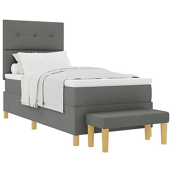 vidaXL Bett Boxspringbett mit Matratze & Bank Dunkelgrau 100x200 cm Stoff ( günstig online kaufen