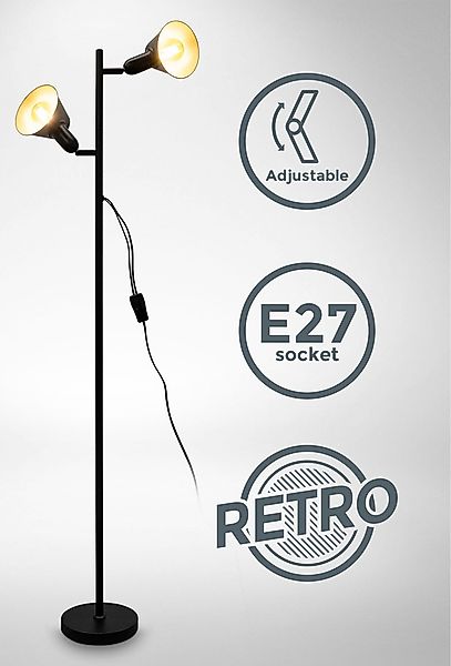 B.K.Licht Stehlampe »BK_ST1556 Design-Stehlampe, inkl. Doppel-Kippschalter« günstig online kaufen