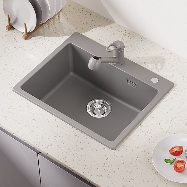 Auralum Max Küchenspüle Granitspüle Einbauspüle+Siphon Rechteckig günstig online kaufen
