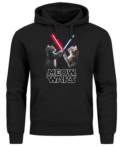 MoonWorks Hoodie Hoodie Herren Bedruckt Katzen Meme Meow Wars Laserschwert günstig online kaufen