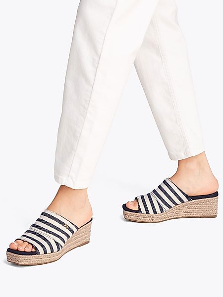 Tommy Hilfiger NAUTICAL STRIPES ESPADRILLE MULE Pantolette, Keilabsatz, Som günstig online kaufen