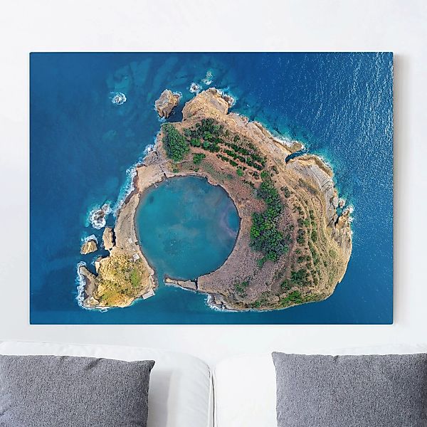 Leinwandbild Natur & Landschaft - Querformat Luftbild - Die Insel Vila Fran günstig online kaufen