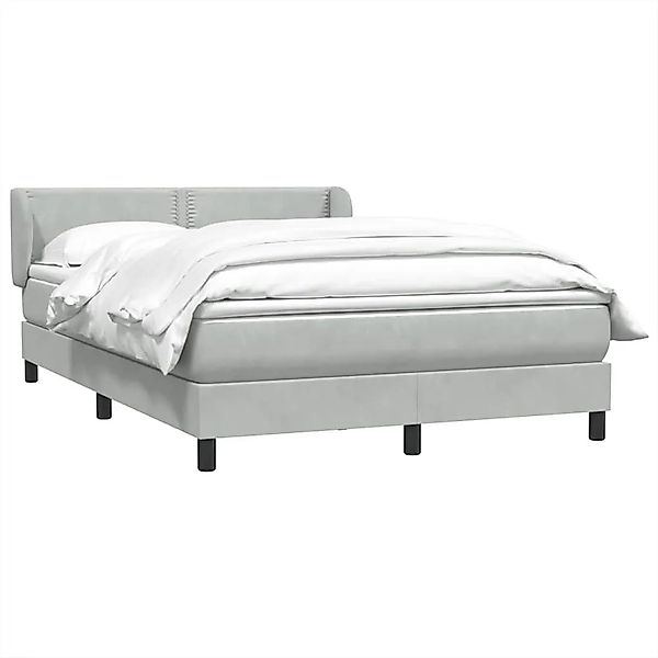 vidaXL Boxspringbett mit Matratze Hellgrau 140x210 cm Samt 3317439 günstig online kaufen