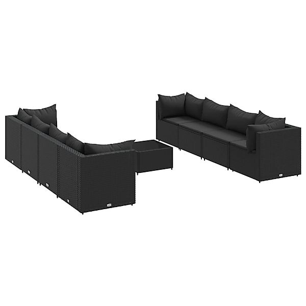 vidaXL 9-Tlg Garten-Lounge-Set mit Kissen Schwarz Poly Rattan 3308043 günstig online kaufen