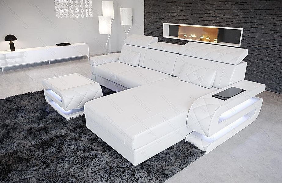 Sofa Dreams Ecksofa Ledersofa Bologna L Form Leder Sofa, Couch, mit LED, wa günstig online kaufen