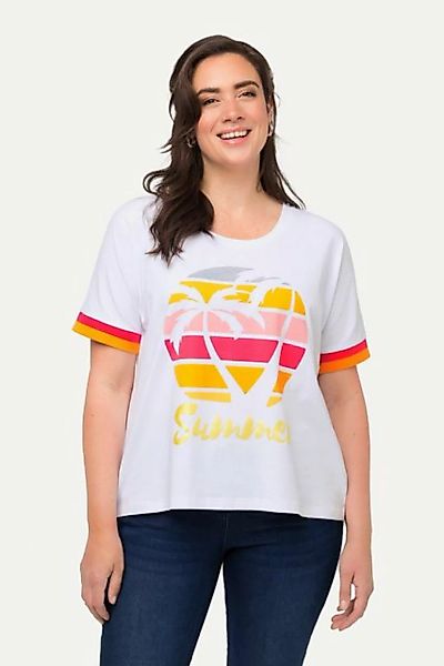 Ulla Popken Rundhalsshirt T-Shirt Palmen Oversized Rundhals Halbarm günstig online kaufen