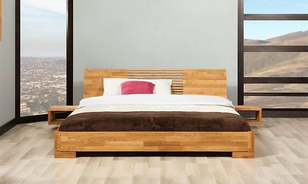 Natur24 Bett Bett Bento 11 Wildeiche massiv 180x200 mit Holzkopfteil und Ho günstig online kaufen