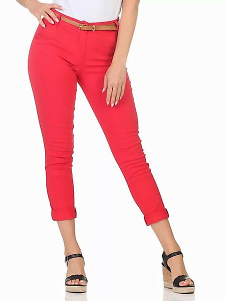 simaranda Chinohose Damen Hose Gürtel 1028 2XL Rot günstig online kaufen