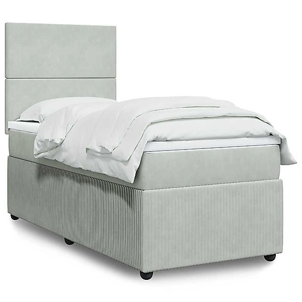 vidaXL Boxspringbett mit Matratze Hellgrau 90x200 cm Samt 3294532 günstig online kaufen