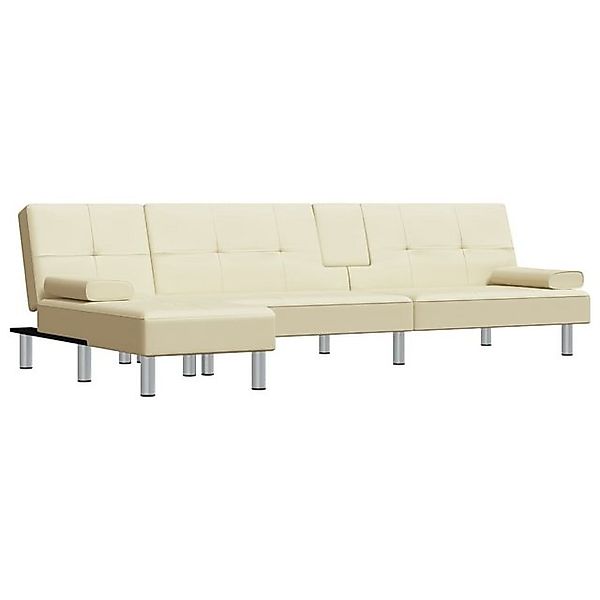 vidaXL Schlafsofa, Sofa in L-Form Creme 255x140x70 cm Kunstleder günstig online kaufen