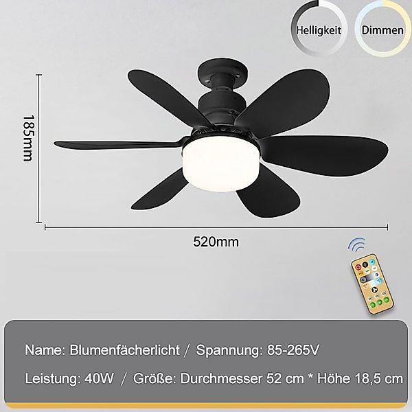 JOYOLEDER Deckenventilator LED-Lüfterlampe Deckenventilator mit LED günstig online kaufen