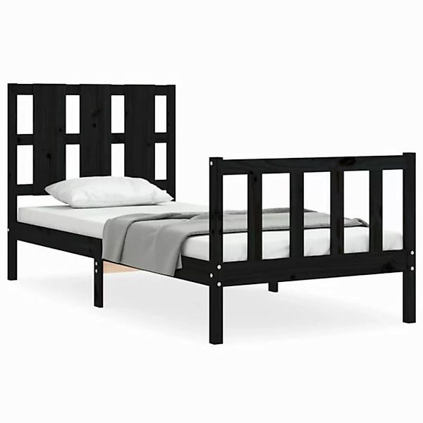 vidaXL Bett Massivholzbett mit Kopfteil Schwarz 90x190 cm günstig online kaufen