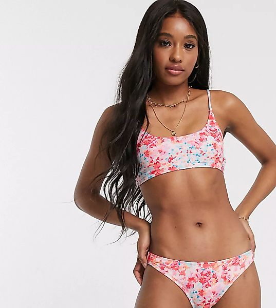 Miss Selfridge – Bikinihose mit floralem Print in Aquarell-Optik-Mehrfarbig günstig online kaufen