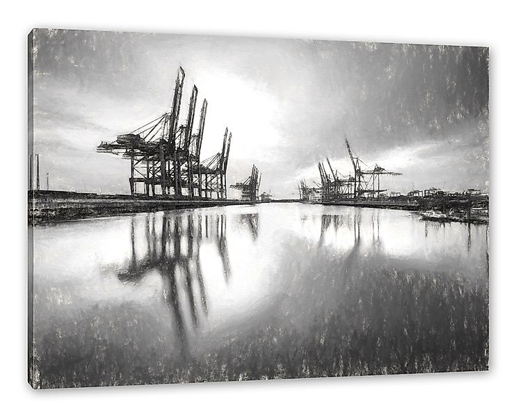 Pixxprint Leinwandbild Hafen im Abendschein, Hafen günstig online kaufen