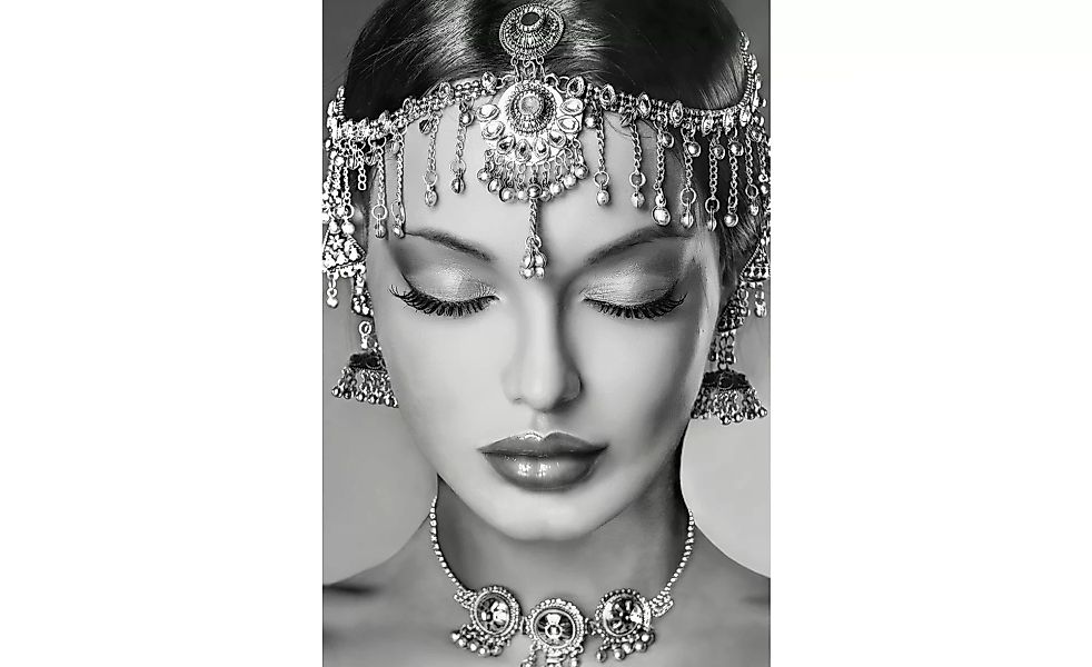 Kunstleinwand  "Oriental Woman Face" - 60 cm - 80 cm - Dekoration > Bilder günstig online kaufen