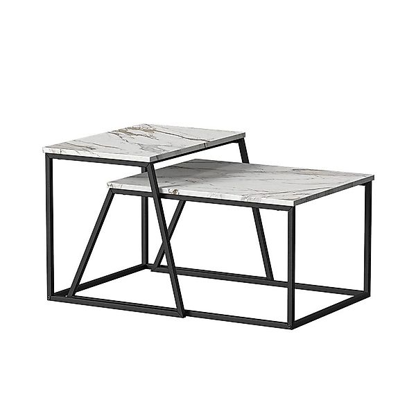 Vicco Couchtisch Myra, Schwarz/Marmor-Weiß/Schwarz, 60 x günstig online kaufen