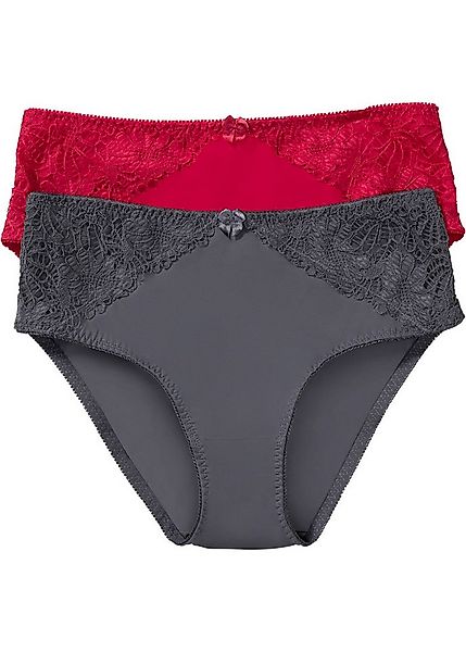 bonprix Maxislip (Packung, 2-St) über die Hüfte geführt, mit floraler Spitz günstig online kaufen