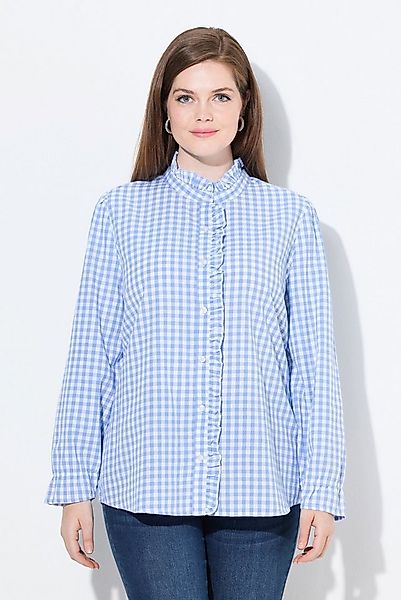 Ulla Popken Trachtenbluse Karobluse Rüschen Stehkragen Langarm günstig online kaufen