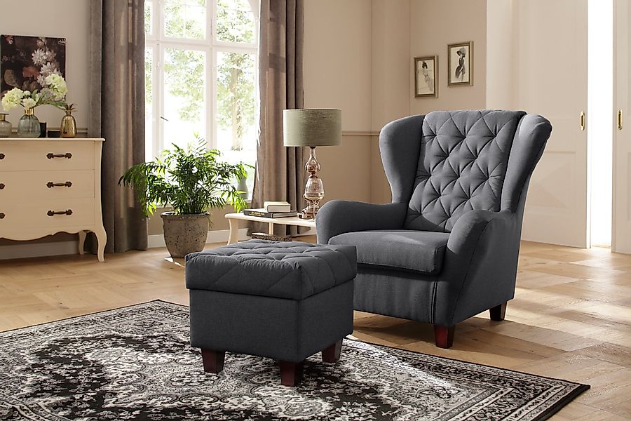 Home affaire Ohrensessel Alexandra, incl. Hocker, günstig online kaufen