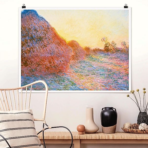 Poster Kunstdruck - Querformat Claude Monet - Strohschober günstig online kaufen