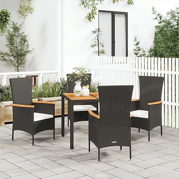 Vidaxl 5-tlg. Garten-essgruppe Mit Kissen Schwarz Poly Rattan günstig online kaufen