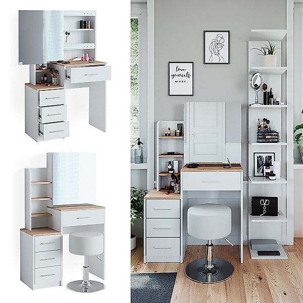 Vicco Schminktisch Conrada, Weiß/Sonoma, 80 cm günstig online kaufen