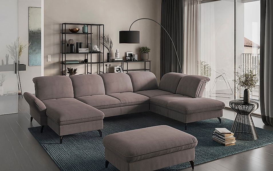 sit&more Wohnlandschaft »Leandro U-Form« Wahlweise mit Bett-, Kopfteil - un günstig online kaufen
