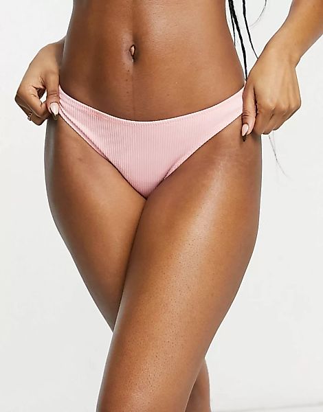 New Look – Geripptes Bikiniunterteil in Hellrosa günstig online kaufen