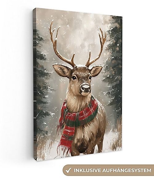 OneMillionCanvasses® Leinwandbild Winter - Wald - Rentier - Dunkelheit, Fot günstig online kaufen