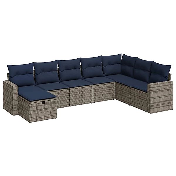 vidaXL 8-Tlg Garten-Sofagarnitur mit Kissen Grau Poly Rattan 3325437 günstig online kaufen