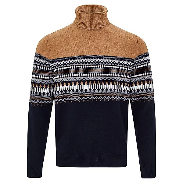 Hackett Fairisle Rollkragen Sweater S Camel / Navy günstig online kaufen