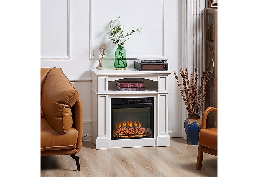 HOMCOM Elektrokamin mit Heizung, 3D LED-Flammeneffekt, Regal, 1800 W, für W günstig online kaufen