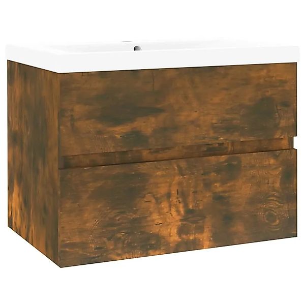 vidaXL Waschbeckenschrank mit Einbaubecken Räuchereiche Holzwerkstoff 31528 günstig online kaufen